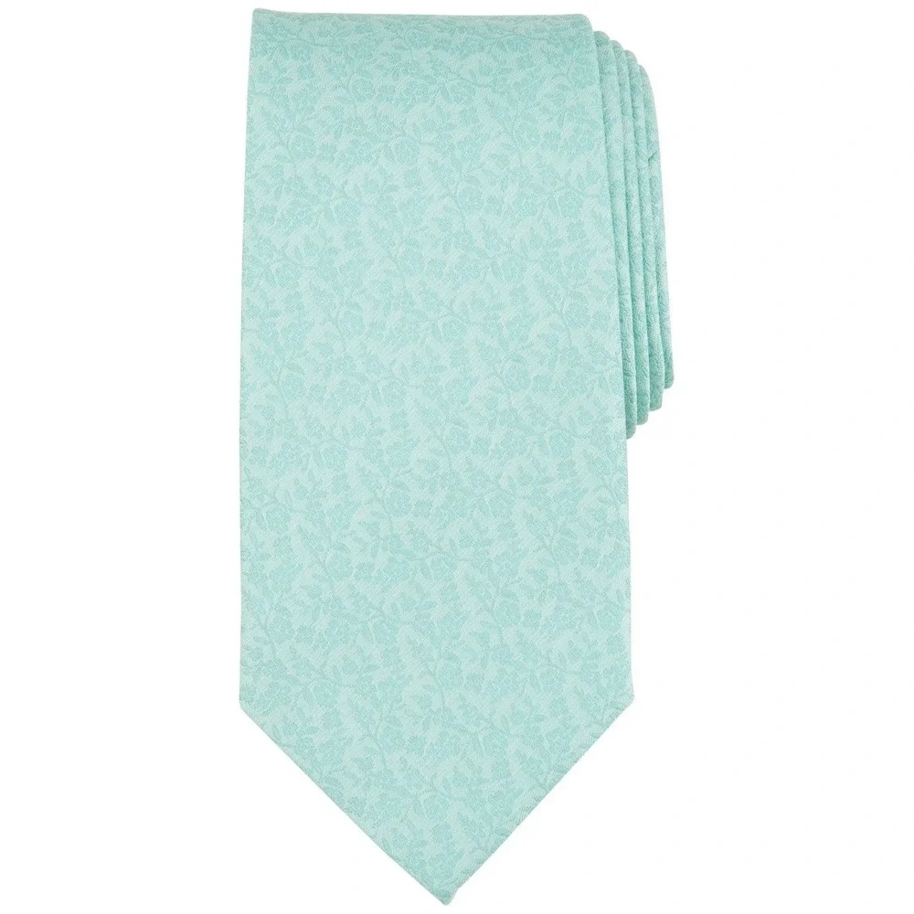 Michael Kors Mens Tie One Size Green Linley Floral Silk Blend Necktie NWT
